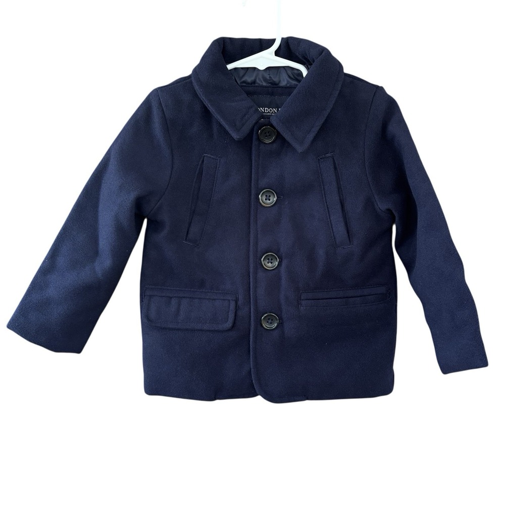 London Fog Little Boys Navy Blue Peacoat Pockets 3T Classic Timeless Old‎ Money
